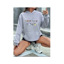 Herkesemoda You Are Lost Yazı Detaylı Kapüşonlu Sweatshirt Gri