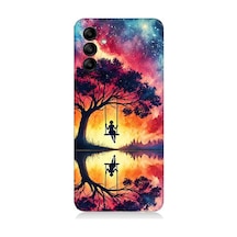Samsung Galaxy A25 Uyumlu Yansımada Günbatımı Salıncağı Desenli Silikon Kılıf Çok Renkli