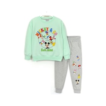 Mickey Friends Baskılı Kız Çocuk Eşofman Takımı 3-9 Yaş Yeşil Gri Yeşil - Gri