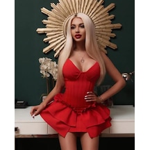 Pink Life Kırmızı Spagetti Bandaj Mini Elbise Kırmızı