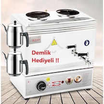 Mizan Çift Demlikli Pleytsiz Çay Kazanı 30Lt-2 Adet Demlik (487422060)