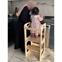 montessori ahşap öğrenme kulesi + aktivite masası + mama masası Ahşap