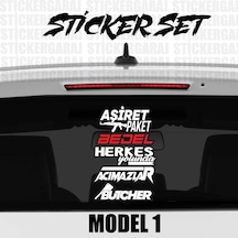 Araba Cam Sticker Set - Çoklu Etiket Çıkartma Seti