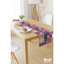 Geometrik 2 Desenli Baskılı Süet Runner Masa Örtüsü