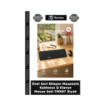 Özel Seri Bileşen Masaüstü Kablosuz Q Klavye Mouse Seti Tmk07 Siyah