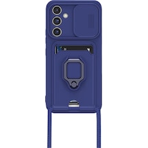 Ilkeshop Newface Samsung Galaxy Uyumlu A25 5g Kılıf Zuma Kartvizitli Yüzüklü Silikon - Lacivert