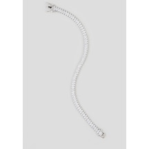 So Chic  Parlak Taşlı 18 Ayar Beyaz Altın Kaplama 18 CM Gümüş Tasarım Bileklik