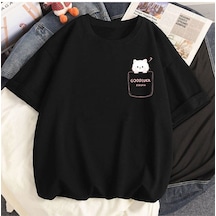 Good Luck T- Shirt - Baskılı Siyah Oversize Tişört SIYAH