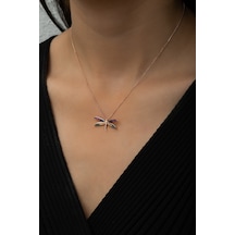 Papatya Silver Yusufçuk Kolye Renkli Taşlı Rose Gold Kaplama 925 Ayar Gümüş, UVPS100494