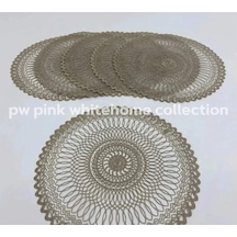 Supla Amerikan Servis Kardon işlemelİ 38 cm 6 lı paket Bej