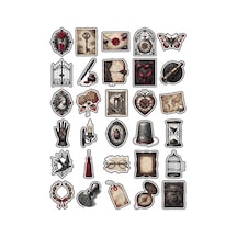 Cadılar Bayramı Gotik Vintage Sticker Seti 150 Adet - 5'li Mega Paket No03 - Laptop Defter Ajanda Çok Renkli