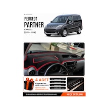 Peugeot Partner Kapaklı 2010-2014 Uyumlu Torpido Örtüsü - Siyah-kırmızı - Ebz-trp-0391