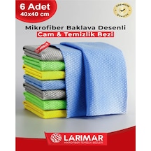 Larimar Mikrofiber Baklava Desenli Cam ve Temizlik Bezi 6'lı 40 x 40 CM