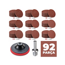 Cırt Zımpara Seti 115 Mm 92 Parça 90 Adet Farklı Kum Zımpara Matkap Aparatı + Zımpara Tabanı