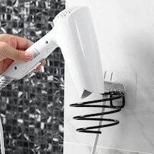 Alper Banyo Siyah Güçlü Yapışkanlı Fön Makinesi Askısı Fön Makinesi Tutucu Siyah