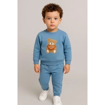 Çocuk Rahat Eşofman Takımı % 100 Pamuk Mavi