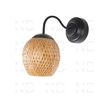 Boja Bambu Siyah Detay Aplik 15x15x25 Cm İskandinav, Modern, Bohem, Rattan, Aydınlatma Altın