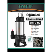 Taifu 2 Hp 220v Çelik Öğütücülü Bıçaklı Pis Su Dalgıç Pompa