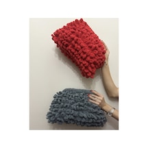 Melonndesign Puffy Çanta El Örgüsü Kol Çantası Yumoş Gri