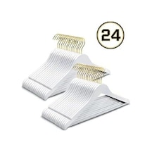 24 Adet Beyaz Gold Kancalı Plastik Elbise Askı 6998