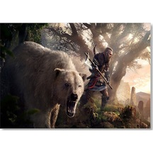 Cakasepetim Assassins Creed Baltalı Savaşçı Ve Ayı Ahşap Mdf Tablo