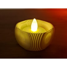 Mini Şamdan Mumluk Decor Mum Dahil Ahşap Renk Masa Dekor ŞEFFAF