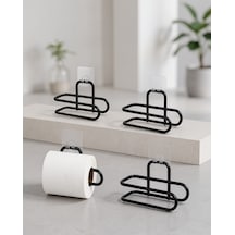 Duvara Yapışkanlı Siyah Metal Wc Kağıtlık 4 Adet Diğer