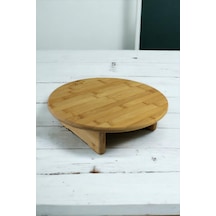 Bambu Ayaklı Sunumluk, Servis, Kesim Tahtası Çap 32cm