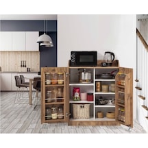 Ceviz Çok Amaçlı 165 Derece Açılabilir Kısa Mutfak Kiler Dolap