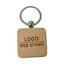 Kişiye Özel Kare Ahşap Anahtarlık Logo Ve Web Sitesi Yazılı Lazer Gravür Anahtarlık Kurumsal Promosyon & Özel Tasarım