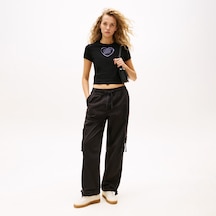 Tommy Hilfiger Loose Cargo Kadın Siyah Pantolon Dw0dw20995 Siyah