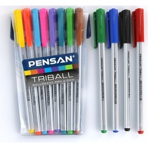 Triball 1mm 12 Tam Renk Tükenmez Kalem Set Karışık