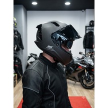 Matt Carbon Tasarım Pro Full Face Kask - Güneş Vizörlü İnterkom Uyumlu Siyah Mat Kask Dot Ce Onaylı Mat Karbon - Siyah