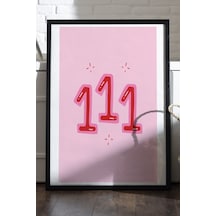 111 Aldım Kabul Ettim Doğal Ahşap Çerçeveli Poster, Dekoratif Şans Duvar Tablosu