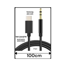 Samsung Uyumlu Galaxy A55 Samsung Uyumlu A35 Aux Kablo Type C Aux Kablo Dac Çipli Örgülü Tak Çalıştır