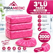 Piramedic Galoş 10 Micron 3000 Adet Pembe Galoş