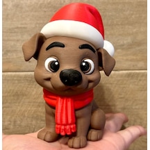 Noel Şapkalı Kahverengi Köpekçik