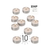 10 Adet Vanilya Kokulu Tealight Mum 4 Saat Yanar Dekoratif Mumluk Mumu Krem