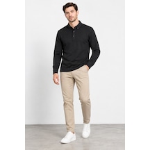 Bihan Store Erkek Polo Yaka Uzun Kollu Sweatshirt W27-8323 - Siyah