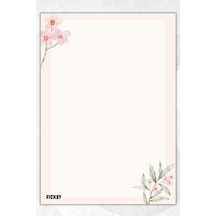 A5 Çiçek Bloknot Çizgisiz Defter - 50 Yaprak - Memopad - Notepad - Not Defteri - Not Kağıdı Ekru Ekru