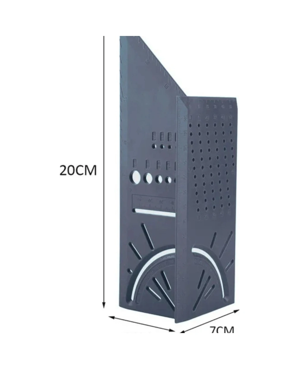Folinda Ahşap İşleri İçin 200mm X 60mm Abs Plastik Açı Çizgili Ölçü Çubuğu - 20 ,45 ,75 Açıları, Çift Ölçek Ve Delikli Tasarım