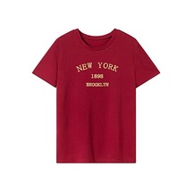 Suntek Bayan T Shirt Klasik Moda Kısa Kollu Üst Tatil Kamp Için M
