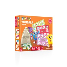 Çocuk Tombala Alfabe Temalı Ham Bez Kese 8 Tabla 50 Pul 60 Parça