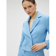 Koton Crop Ceket Kruvaze Düğmeli Mavi 3sak50036ıw