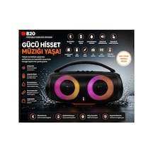 B20 Bluetooth Hoparlör Usb Ve Hafıza Kartı Girişli Fm Radyolu Şarjlı Taşınabilir Kablosuz Speaker Mp3 Çalar Tüm Cihazlara Uyumlu