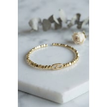 Kadın Bileklik Pirinç Gold Renk Geometrik Fasetli Messika Model Zirkon Taşlı Altın Kaplama Mh-hs7169-9410