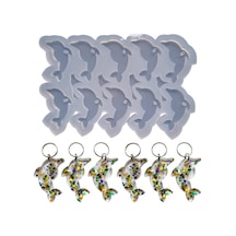 Tahtakale Toptancı Epoksi Silikon Kalıp Çoklu Yunus Balığı Kalıbı Yunus Anahtarlık Kalıbı Silikon 4.5x2.2 Cm 10 Lu