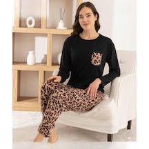 Pijamoni Kadın Milan Bisiklet Yaka Uzun Kol İnce Pijama Takımı 7575/6 - 1 Adet Siyah Pijamoni Kadın Milan Bisiklet Yaka Uzun Kol İnce Pijama Takımı 7575/6 - 1 Adet Siyah