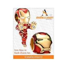 İron Man Ve Kask Charm Set Kırmızı