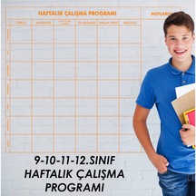 9-10-11-12.Sınıf Haftalık Ders Çalışma Programı Statik Kağıt Taht